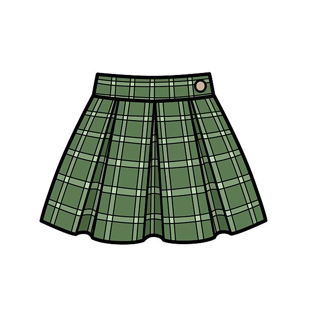 istock Pleated school skirt in plaid cage color variation for coloring page isolated on white background 2214328598