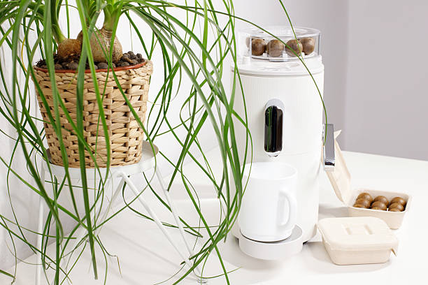 istock Eco coffee setup with compostable capsules and houseplant 2214328896