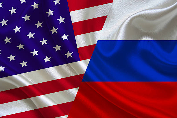 istock USA and Russian flags together. 2214329257