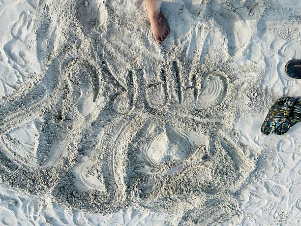 istock Writing in Sand Heart Shape Created - HD stock photo 2214336094