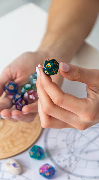 istock Woman numerologist astrologer counts numbers. Selective focus. 2214336478