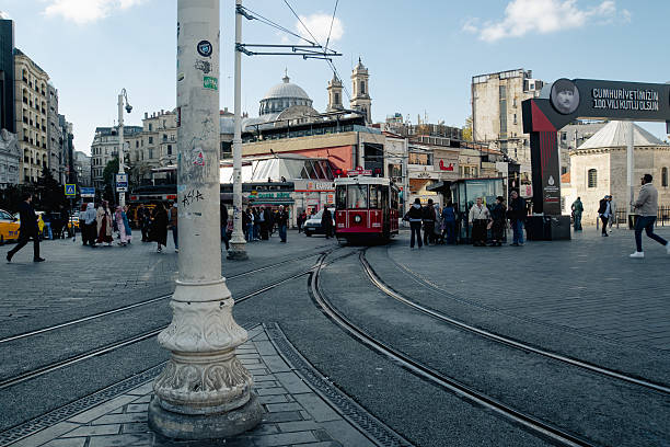 Istanbul, Turkey – November 26th 2024: Taksim Istiklal Street is a popular destination in Istanbul.
