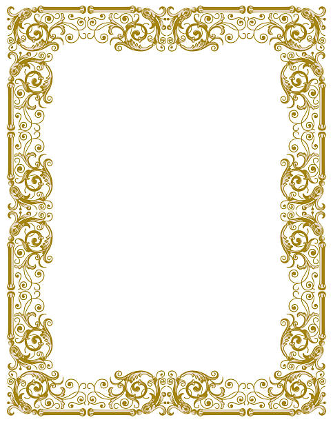 istock Vintage ornate golden frame in baroque style, greeting card decoration, invitation, vector illustration 2214343197