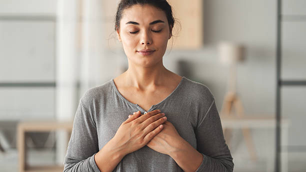 istock Woman feel grateful and thankful 2214343326