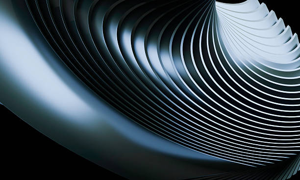 istock 3D Render of Symmetrical Blue and Silver Curves in a Dynamic Design 2214345293