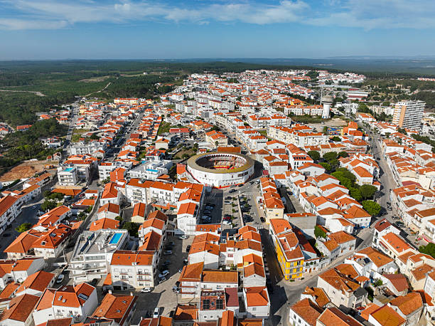 Bullring and rooftops near Praia da Nazare