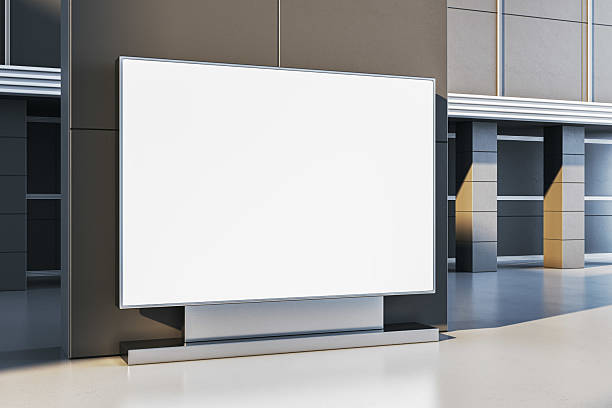 istock Blank horizontal billboard mockup in modern urban hall with clean design for branding or advertisement presentation template concept. 3D Rendering 2214346135