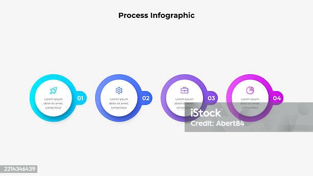 Colorful Four Step Process Infographic Showing Sequential Workflow ...