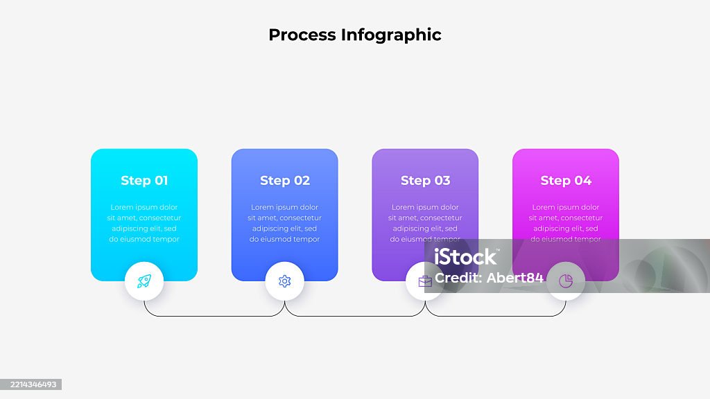 Vibrant Infographic Illustration Showing Four Sequential Steps Using ...