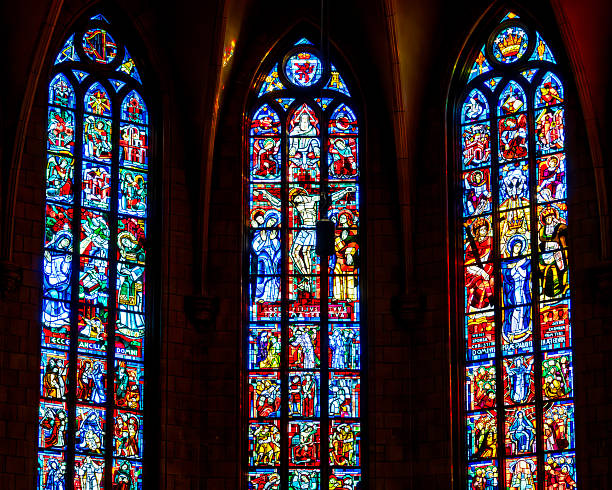 County Durham, England - July 30 2024; The Sara Pilkington Stained Glass Window in Durham Cathedral