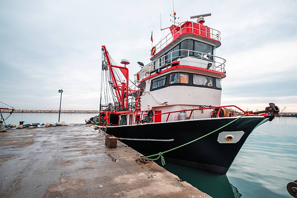 A fishing boat waiting in the harbour