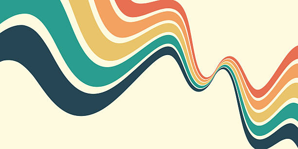 Abstract background of rainbow groovy Wavy Line design in 1970s Hippie Retro style. Vector pattern ready to use for cloth, textile, wrap and other.