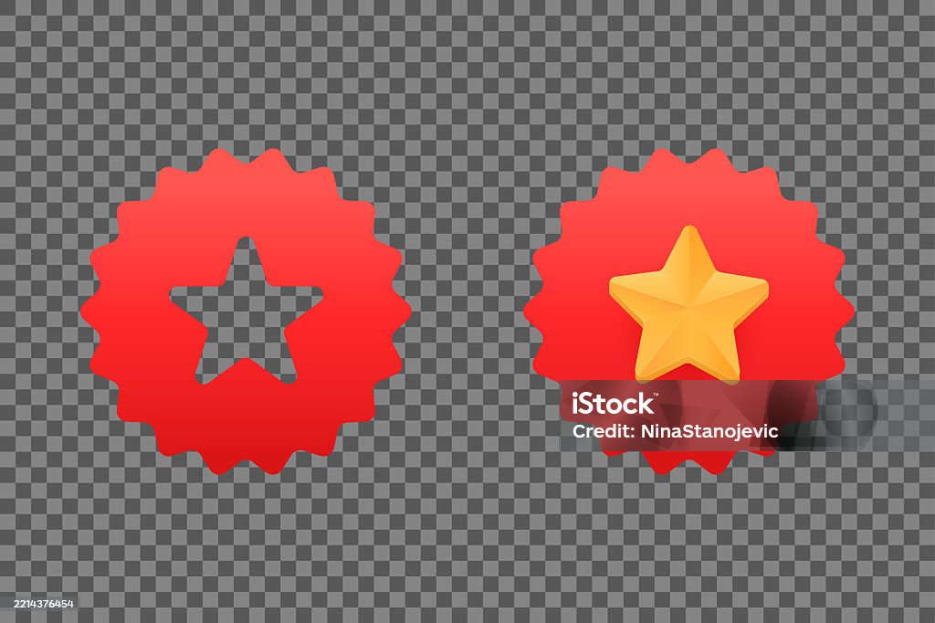 Star Sticker Ranking Golden Star On Red Sticker For Rating And Ranking Services And ...