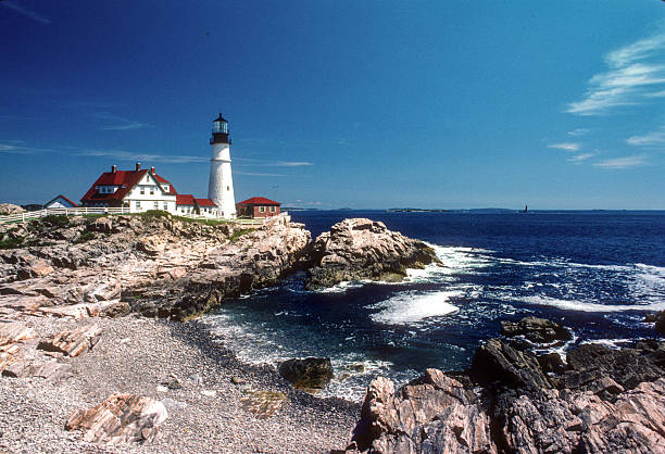 Portland Head Lighthouse in Morning Light - 1985. Scanned from Kodachrome 64 slide.