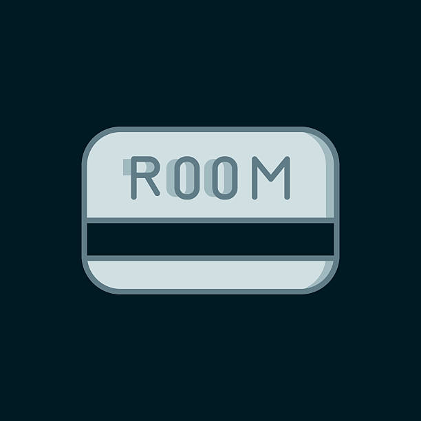 istock Line Hotel key card from the room icon isolated on black background. Access control. Touch sensor. System safety, protection. Flat filled outline style with shadow. Vector 2214384211