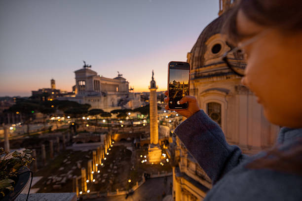 istock Golden Hour Rooftop Shot of Rome 2214385682