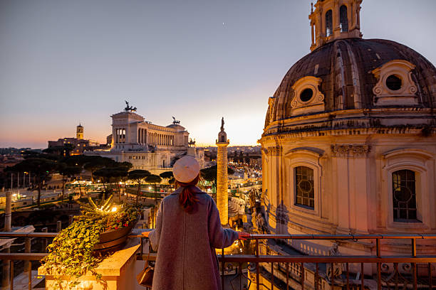istock Twilight at Trajans Column and Altare della Patria 2214386663