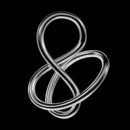 3d Chrome Folded Loop Form With Metallic Surface In Y2k Style For ...