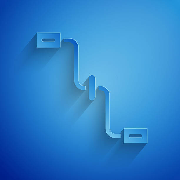 istock Paper cut Bicycle pedals icon isolated on blue background. Paper art style. Vector 2214403560