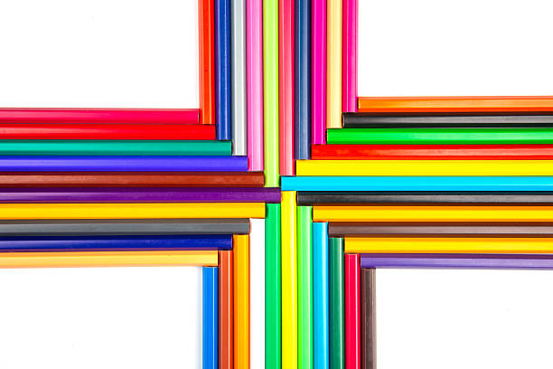 istock Multicolored pencils lined up in a dynamic wave formation on a white backdrop. Ideal for artistic projects, education, or stationery stock photography with a colorful twist. 2214405687