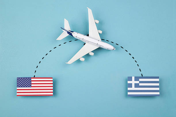 istock Flight and travel from USA to Greece 2214409111