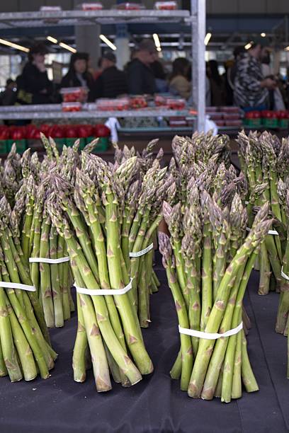 Fresh Asparagus Bundles at Market