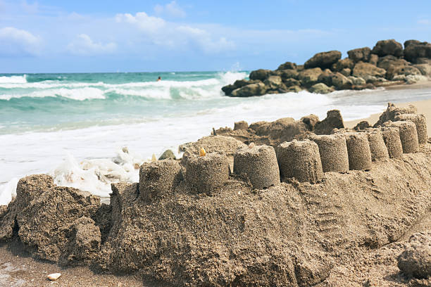 Surface level view of sandy beach in Sarasota, Florida