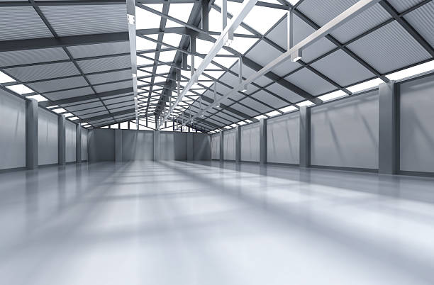 istock Interior empty factory with pendant lamps 2214423474