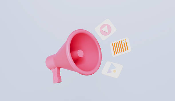 istock Megaphone and coins collecting points floating in the air 2214426882