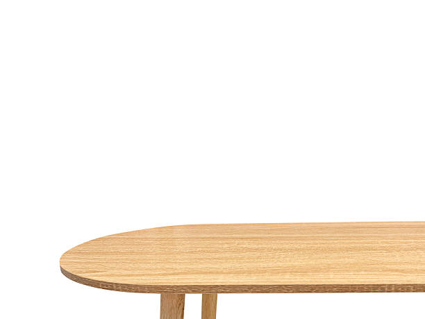istock Side view of empty wooden table, isolated on white background. 2214438961