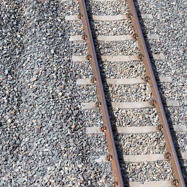 istock View from above over the gravel-strewn railway. 2214457169