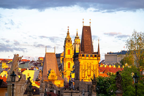 Old town bridge tower in evening, Prague