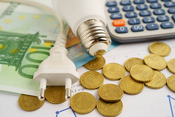 istock Cost of electric utilities with light bulb for payment. 2214464565