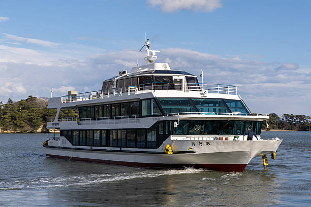 Matsushima, Japan - April 16, 2025 : Matsushima Bay sightseeing boat in Matsushima, Miyagi Prefecture, Japan.