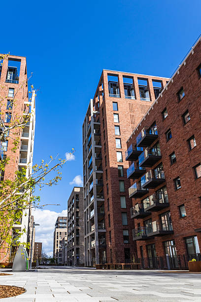 istock Residential cityscape featuring red brick buildings 2214471720