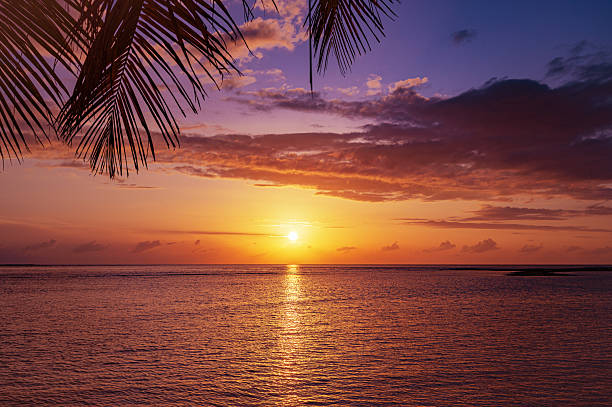 istock Sunset over the tropical ocean with dramatic sky and clouds 2214475115