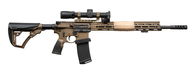 Tan Assault Rifle Custom Tan Arstyle Rifle With Mounted Optic And Muzzle Brake Isolated ...