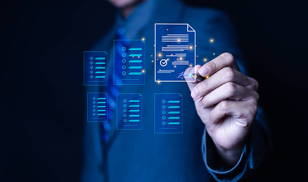 istock Businessman signing electronic document on digital document. Electronic signature concept. Electronic signature concept. 2214490132