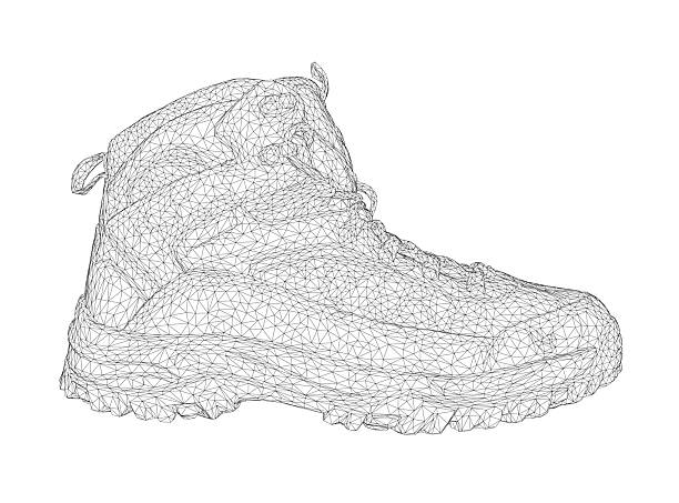 istock A shoe is drawn in black and white. The shoe is a sneaker and is shown from the side 2214494656