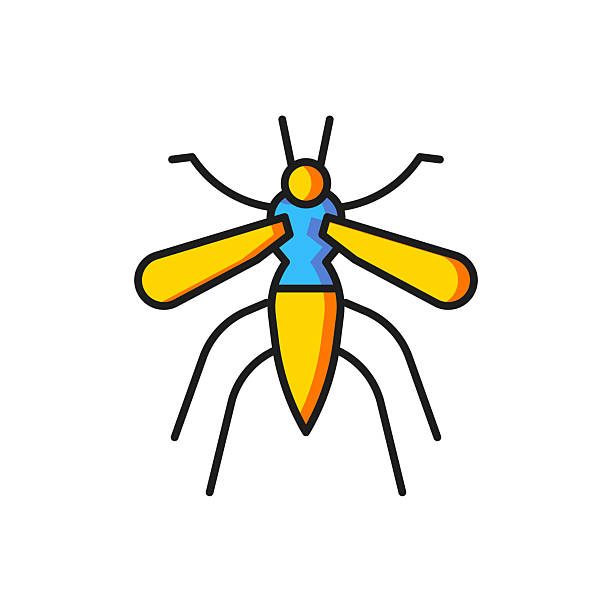 Color Mosquito icon isolated on white background. Flat filled outline style with shadow. Vector Color Mosquito icon isolated on white background. Flat filled outline style with shadow. Vector. mosquito filled with blood stock illustrations