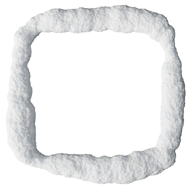 A three-dimensional snow frame creates a unique border against a white background, perfect for showcasing winter-themed artwork or messages. Ideal for festive designs