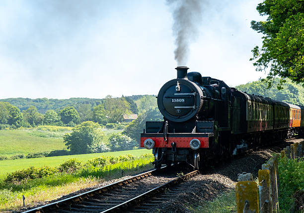 Weybourne, Norfolk, UK  May 10 2025. One of the historic steam trains used on the North Norfolk Railway Poppy Line on a bright and sunny day