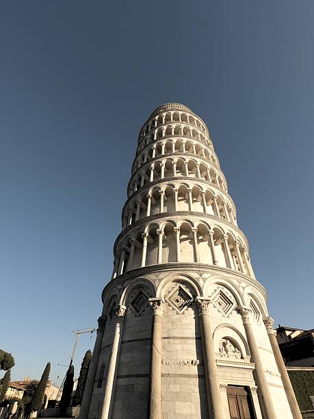 Leaning tower of Pisa, Italy. Isolated on white