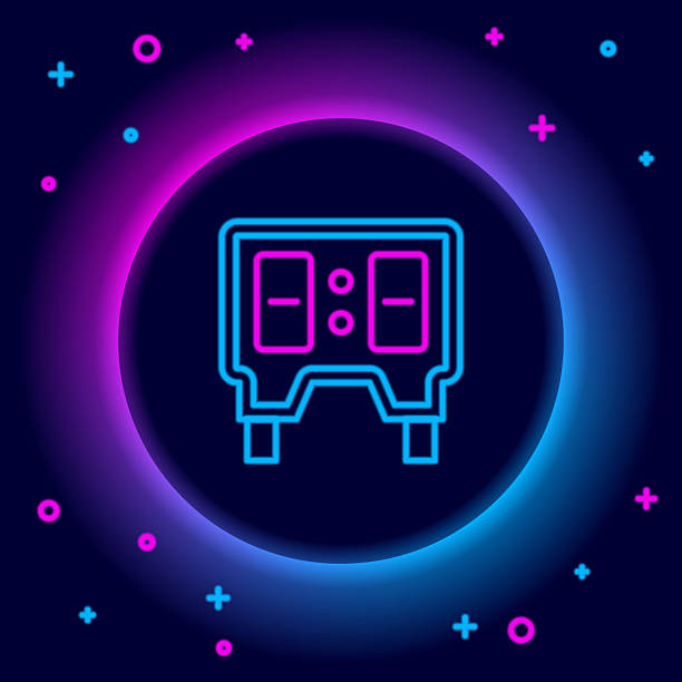 Glowing neon line Sport baseball mechanical scoreboard and result display icon isolated on black background. Colorful outline concept. Vector Glowing neon line Sport baseball mechanical scoreboard and result display icon isolated on black background. Colorful outline concept. Vector. baseball-scorecard stock illustrations