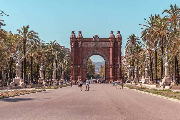 Barcelona, Spain - August 22, 2023 :Triumphal Arch (Arc de Triomf) in Barcelona, Spain