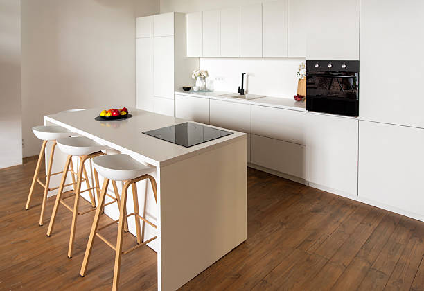 istock White kitchen interior with induction hob and island 2214514880