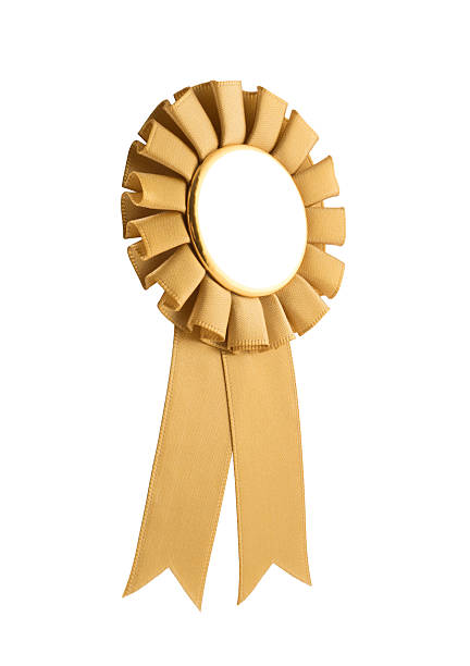 istock Golden ribbon award isolated on white with clipping path 2214515744