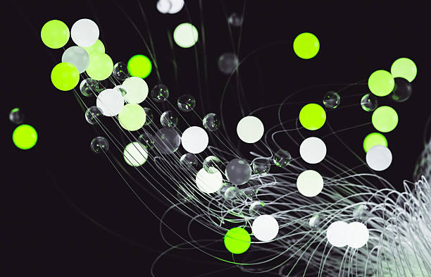 istock Abstract green enery concept with Organic curve lines and spheres. 3d rendering 2214524007
