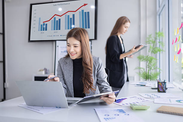 istock Business technology in boardroom for training marketing concept. 2214525588