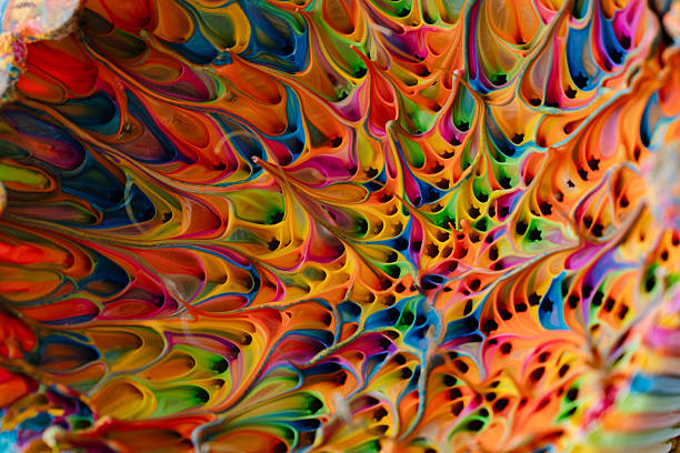 A vibrant abstract background featuring a swirling pattern of vivid, rainbow-like colors. The image showcases fluid, marbled textures that evoke creativity and energy. Perfect for use in modern design, digital art, advertising, or as a dynamic backdrop for presentations and websites.